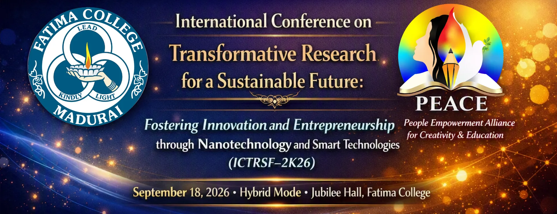 ICTRSF 2026 — International Conference on Transformative Research for a Sustainable Future, Fatima College Madurai in collaboration with PEACE USA
